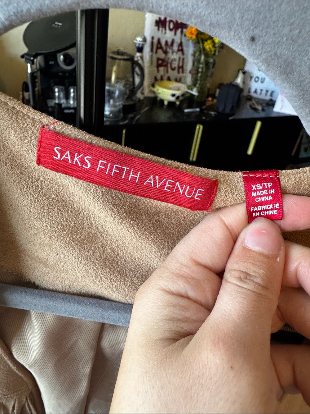 Saks Fifth Avenue Beige Suede Fringe Vest - Picture 4 of 4